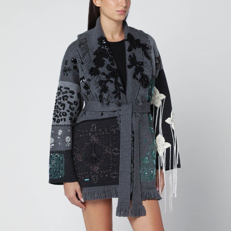 ALANUI Midnight in Manhattan Jacquard Knit Cardigan