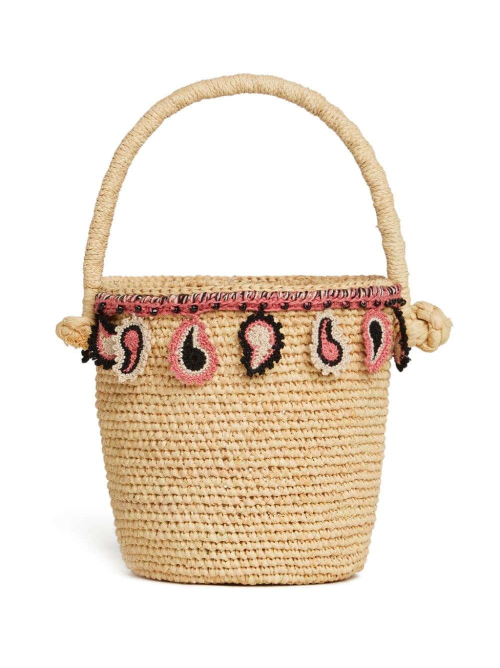 ALANUI Paisley Raffia Bucket Handbag