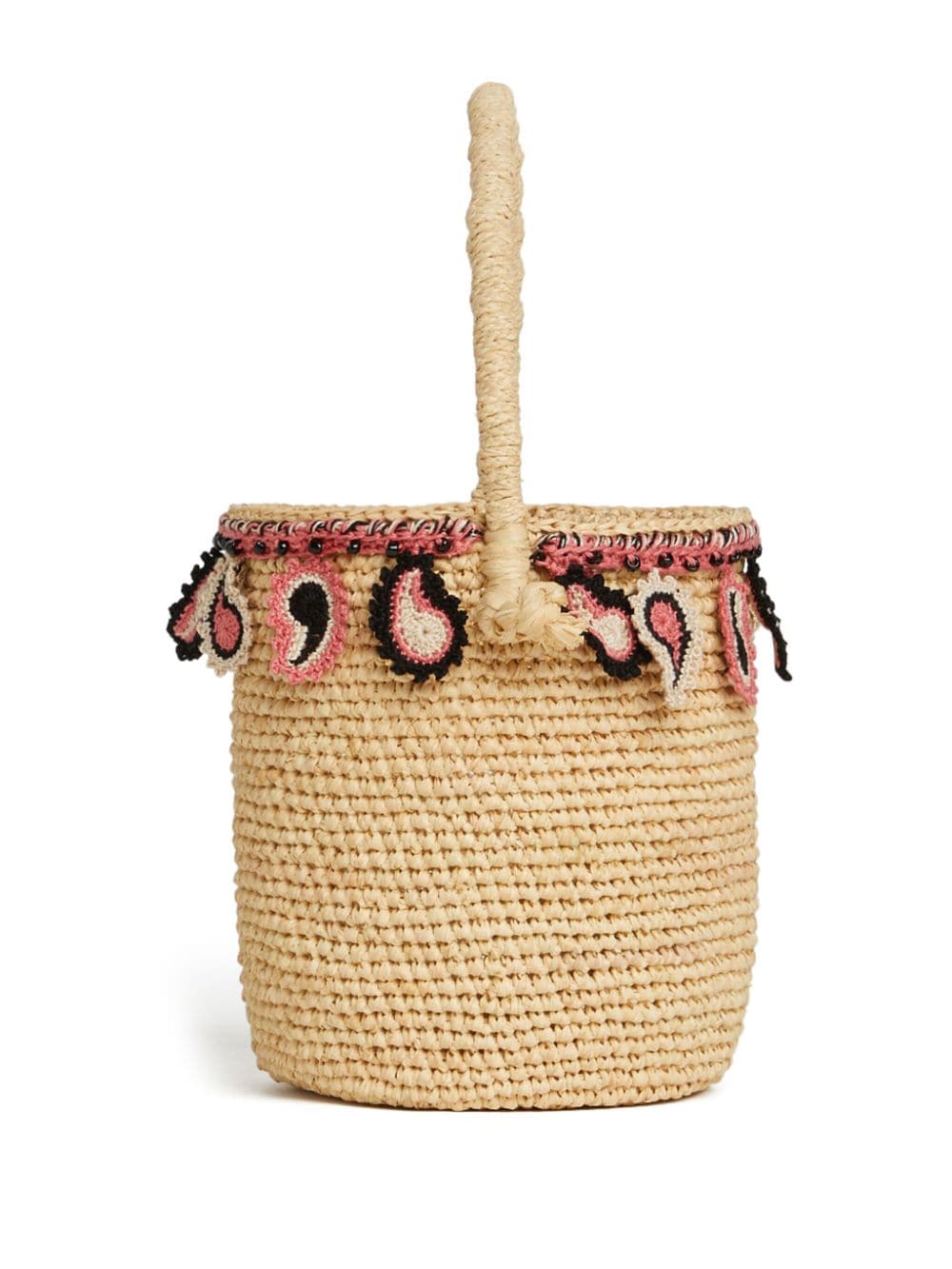 ALANUI Paisley Raffia Bucket Handbag