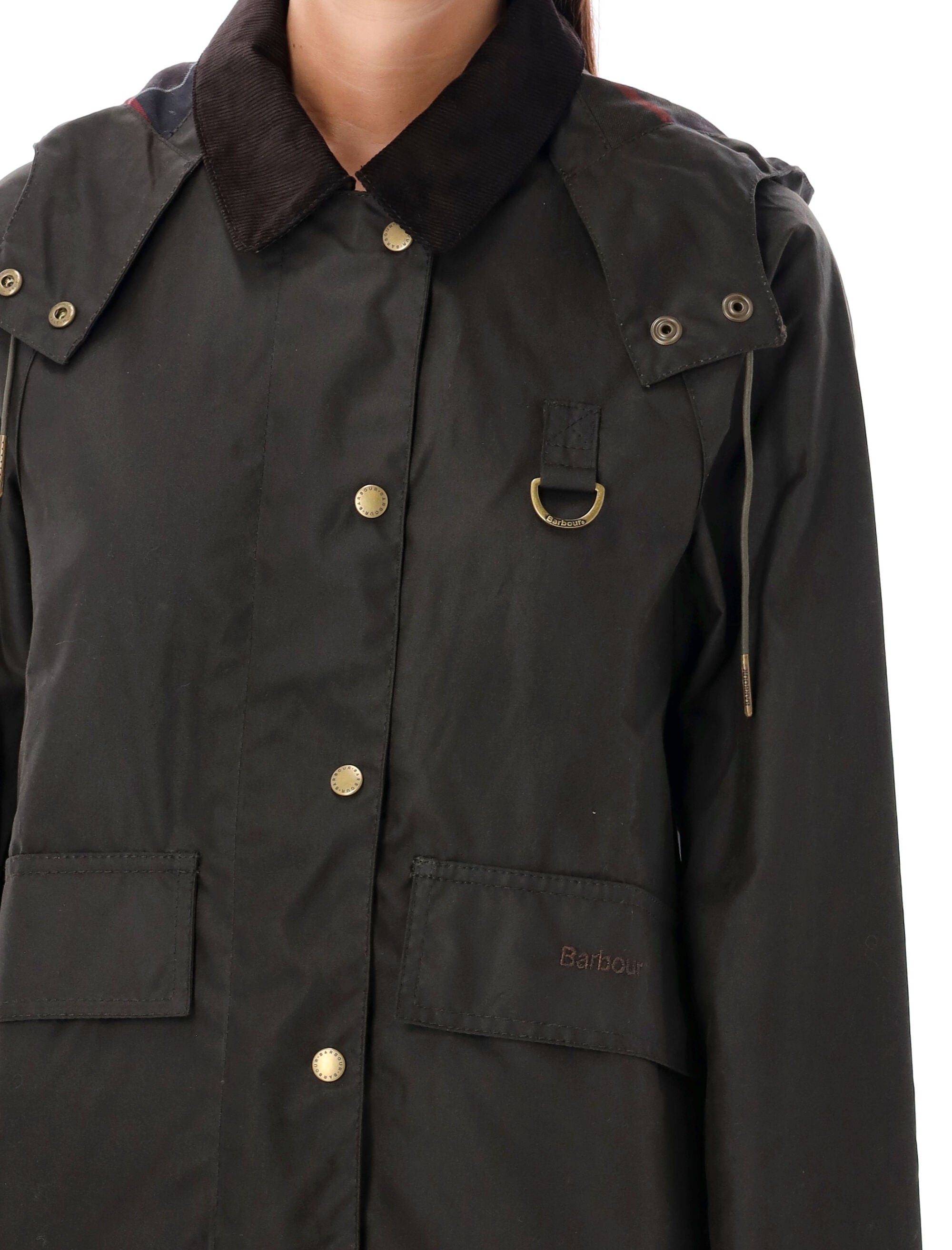 BARBOUR Women's Regular Fit Wax Jacket with Detachable Hood