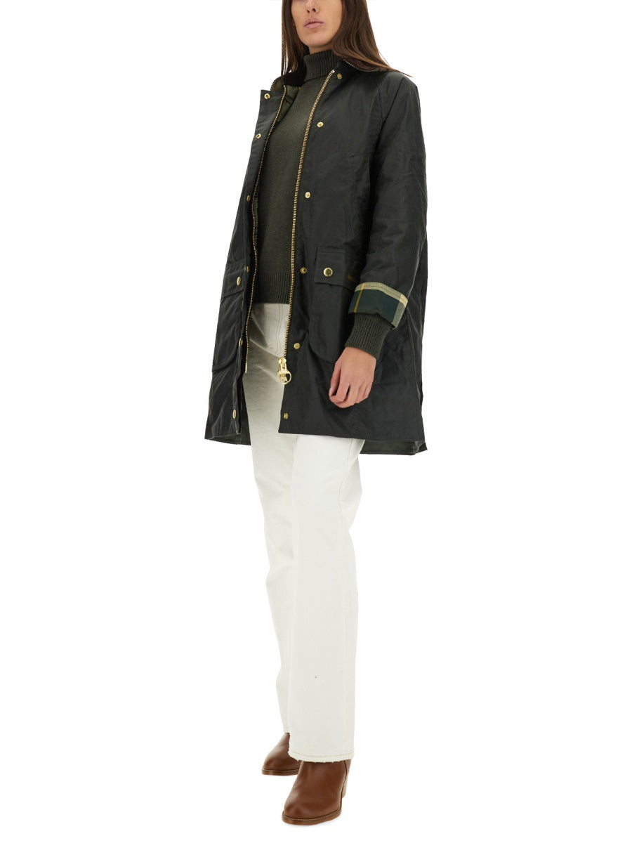 BARBOUR Waxed Cotton Long Jacket - Size 8