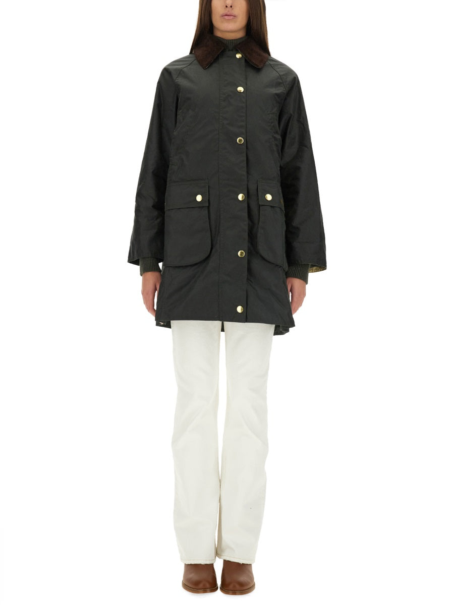 BARBOUR Waxed Cotton Long Jacket - Size 8