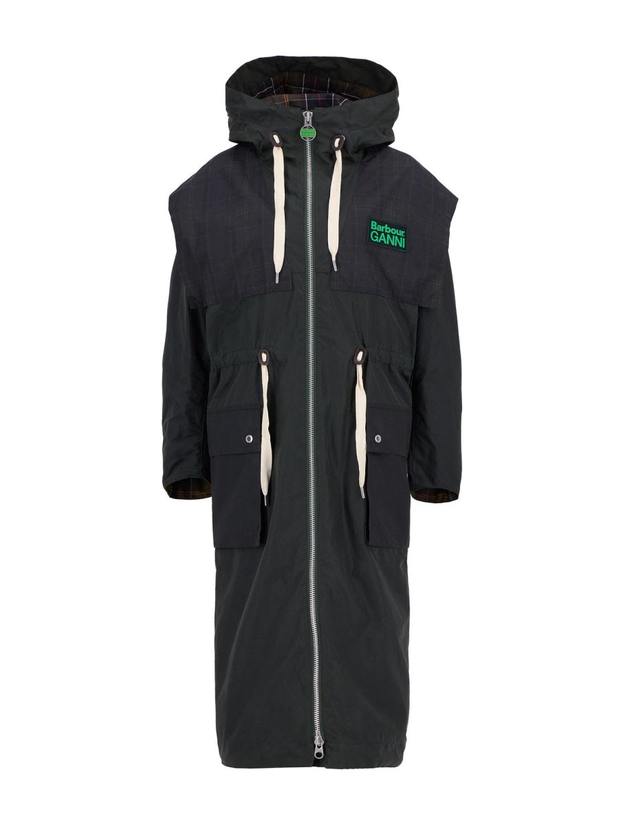 BARBOUR X GANNI Regular Fit Waxed Cotton Parka Jacket