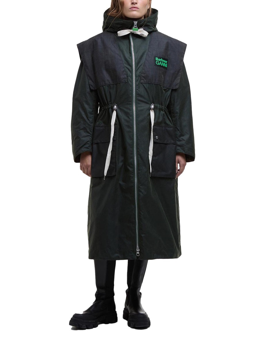 BARBOUR X GANNI Regular Fit Waxed Cotton Parka Jacket