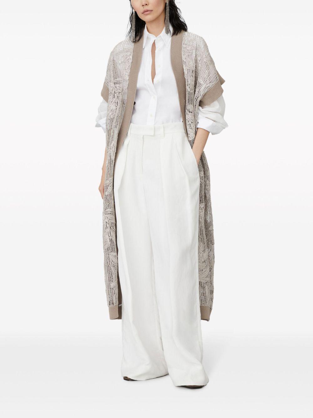 BRUNELLO CUCINELLI Stretch Cotton Poplin Shirt with Light Knit Sleeves and Necklace