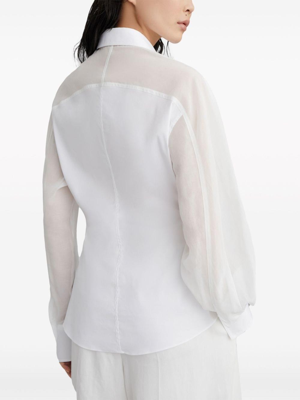 BRUNELLO CUCINELLI Stretch Cotton Poplin Shirt with Light Knit Sleeves and Necklace