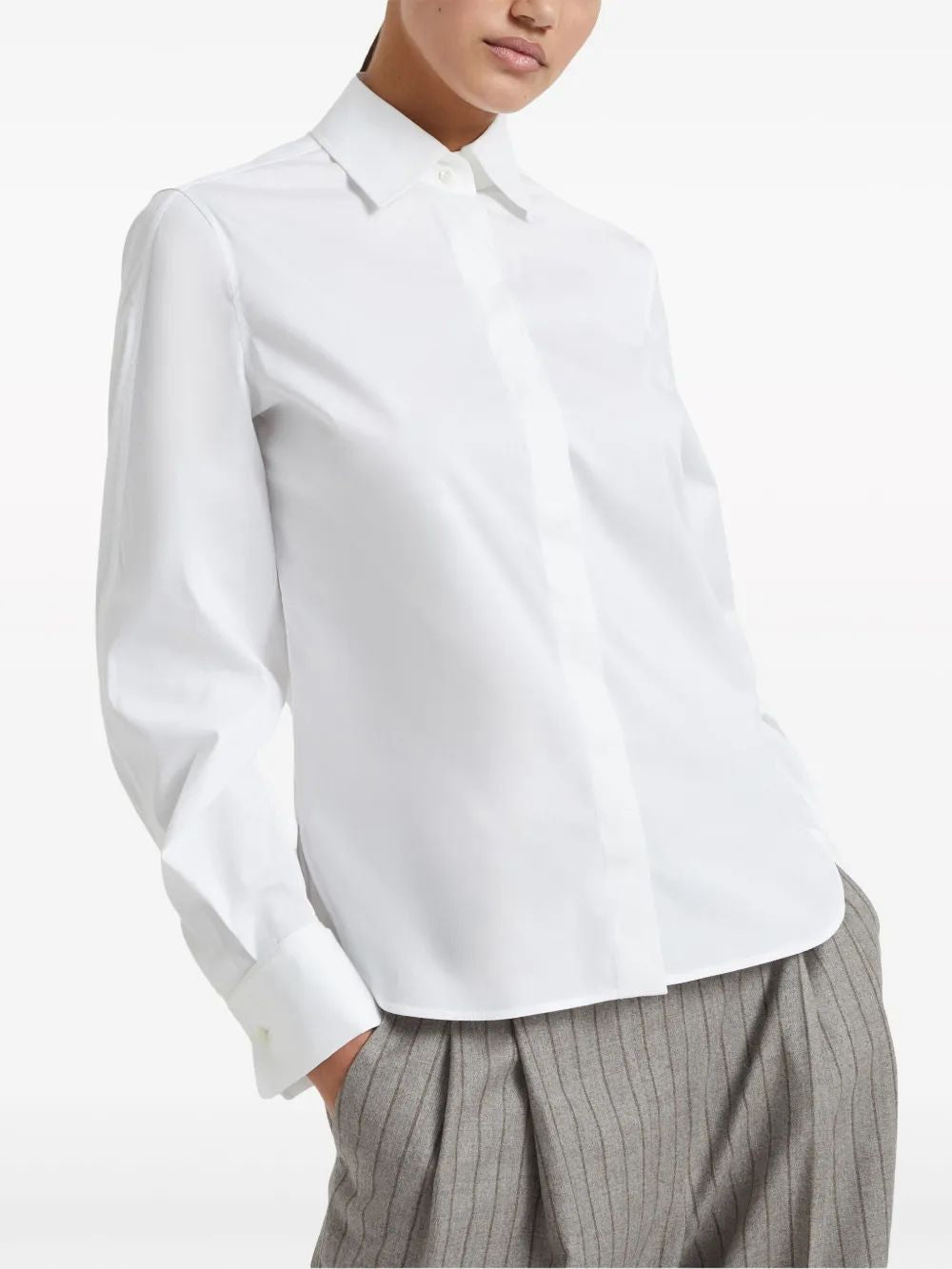 BRUNELLO CUCINELLI Monili Trim Concealed Fastening Shirt