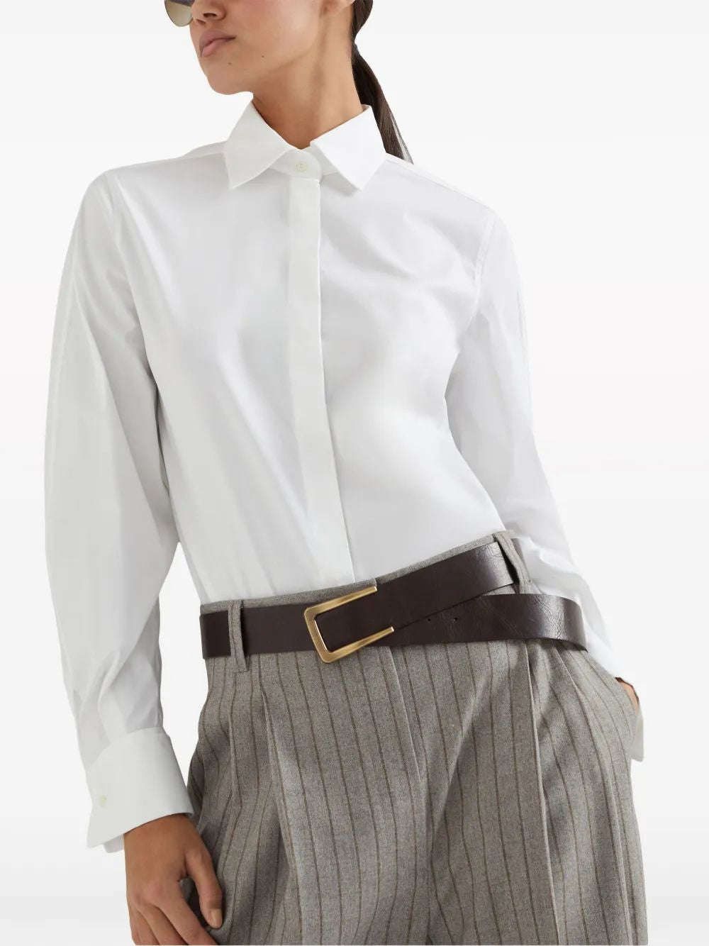 BRUNELLO CUCINELLI Monili Trim Concealed Fastening Shirt