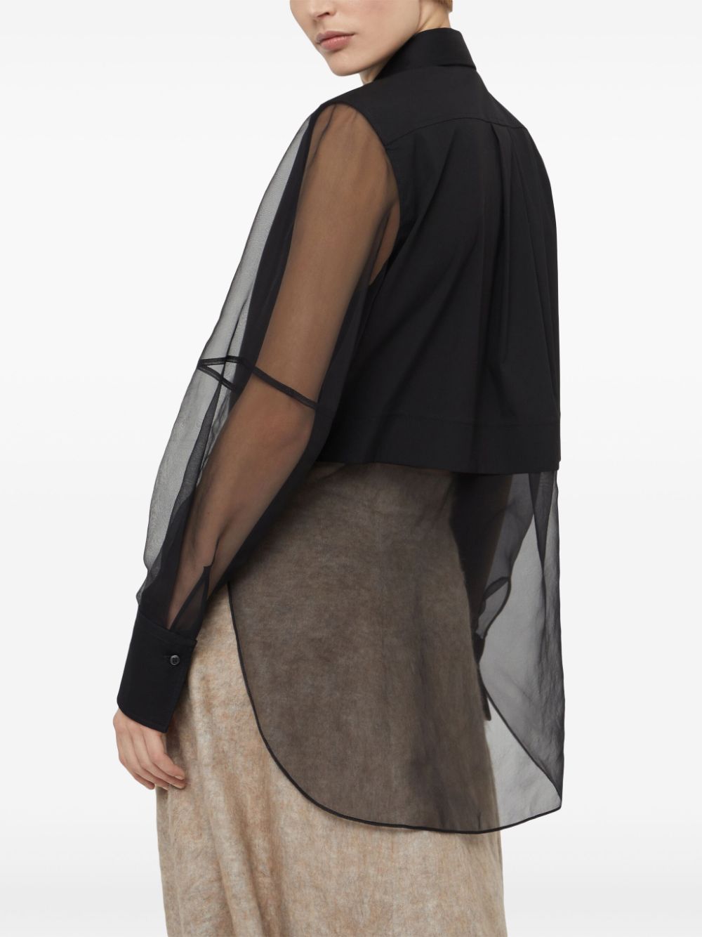 BRUNELLO CUCINELLI Cotton Blend Shirt with Monili Embellishments and Transparent Panel for Women