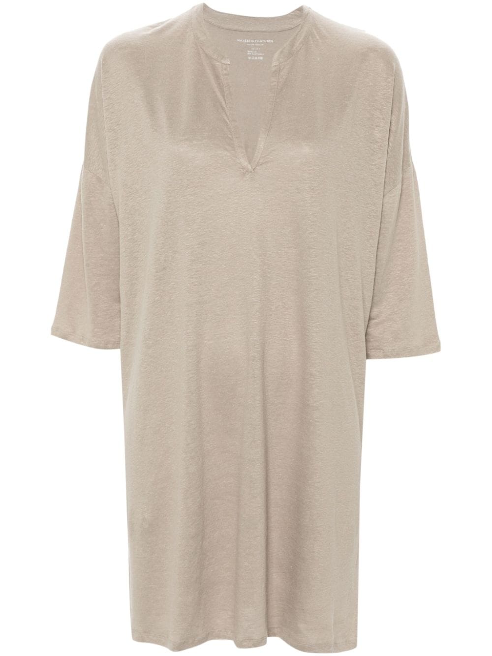 MAJESTIC Linen Blend Tunic Dress with Side Slits