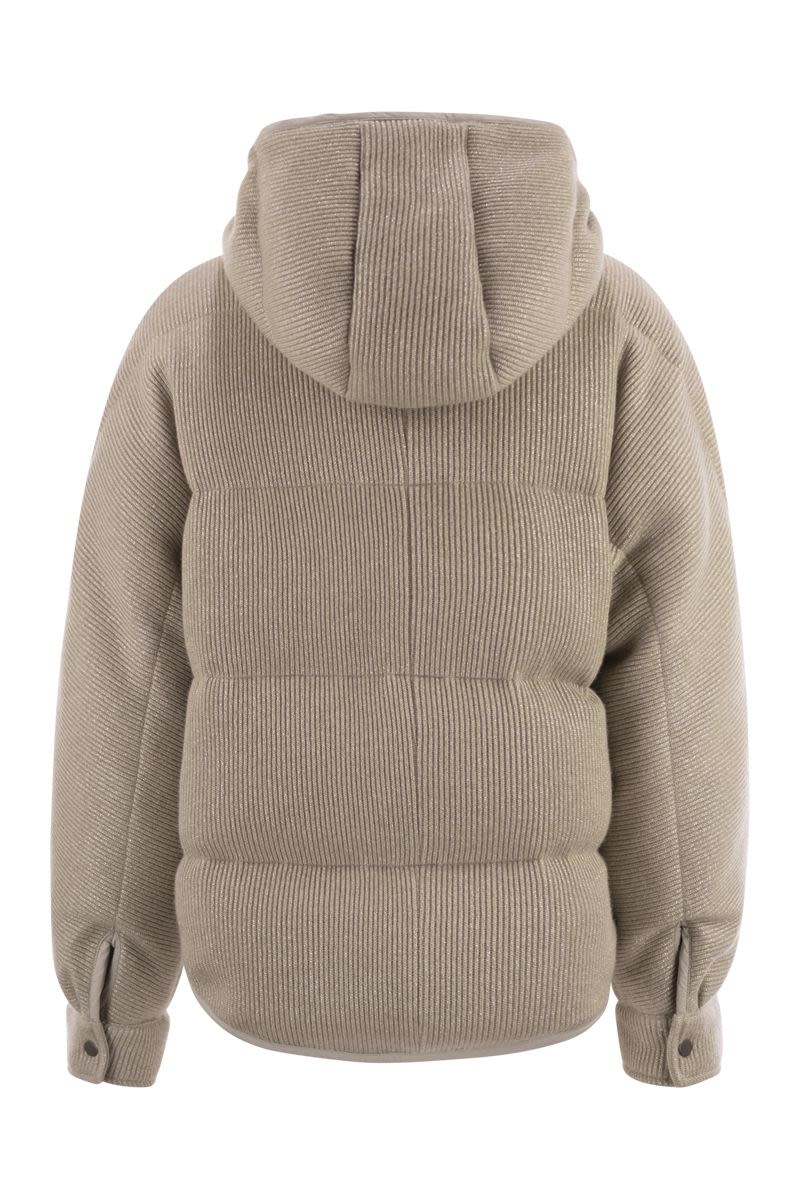 BRUNELLO CUCINELLI Sparkling English Coast Cashmere Knit Jacket with Hood and Shiny Zip Pull