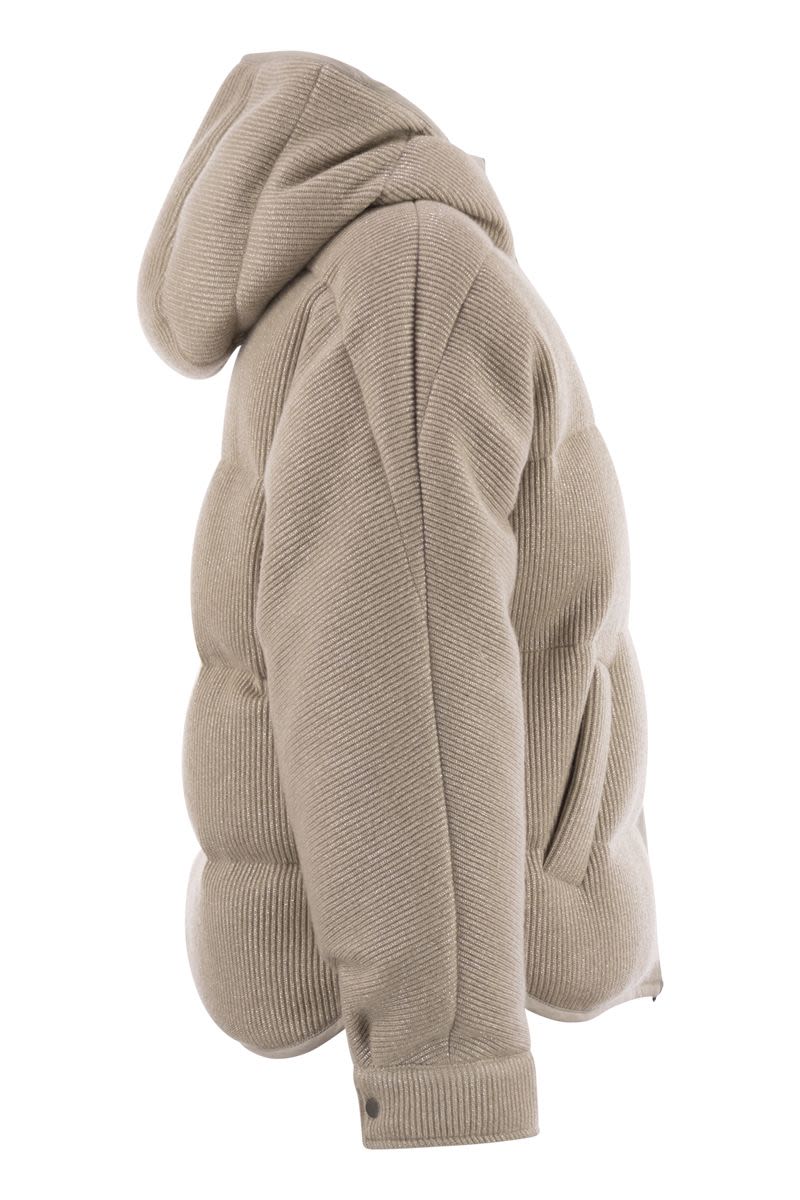 BRUNELLO CUCINELLI Sparkling English Coast Cashmere Knit Jacket with Hood and Shiny Zip Pull