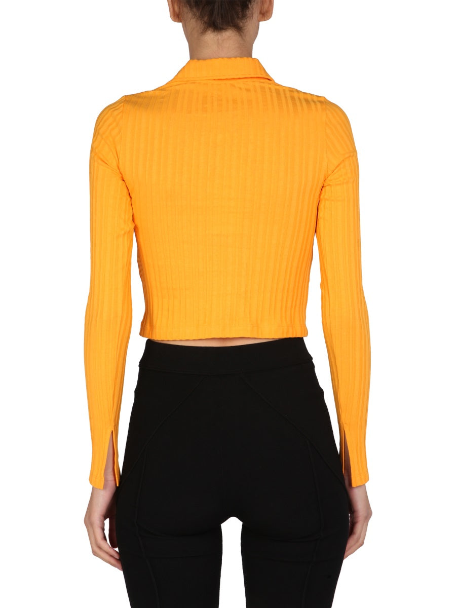 HELMUT LANG Cropped Polo with Pointed Collar for Women
