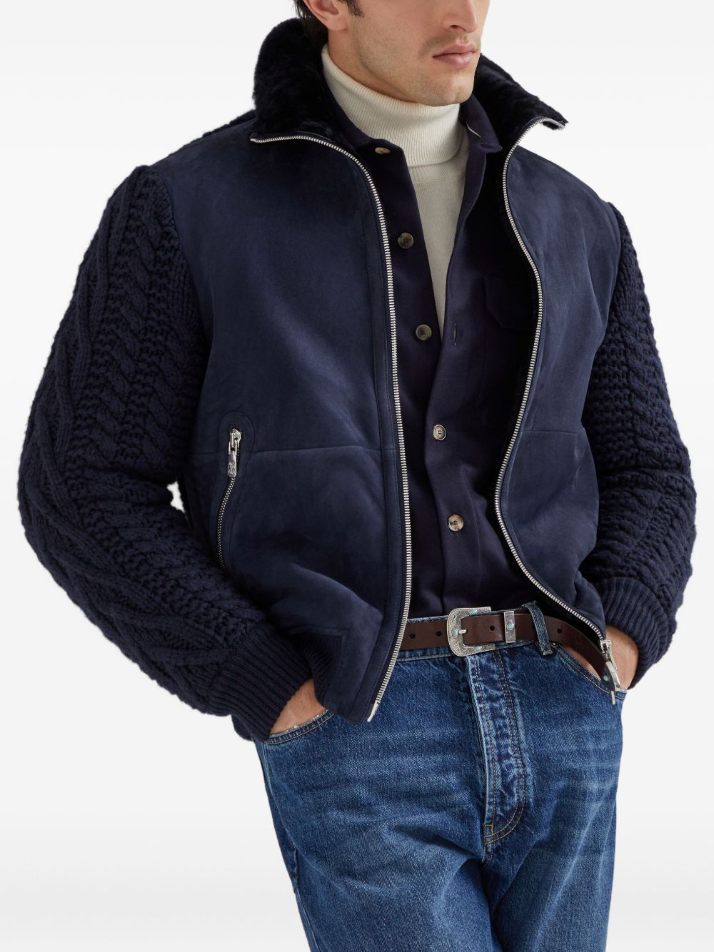 BRUNELLO CUCINELLI Wool Shirt with Button Front and Chest Pockets for Men