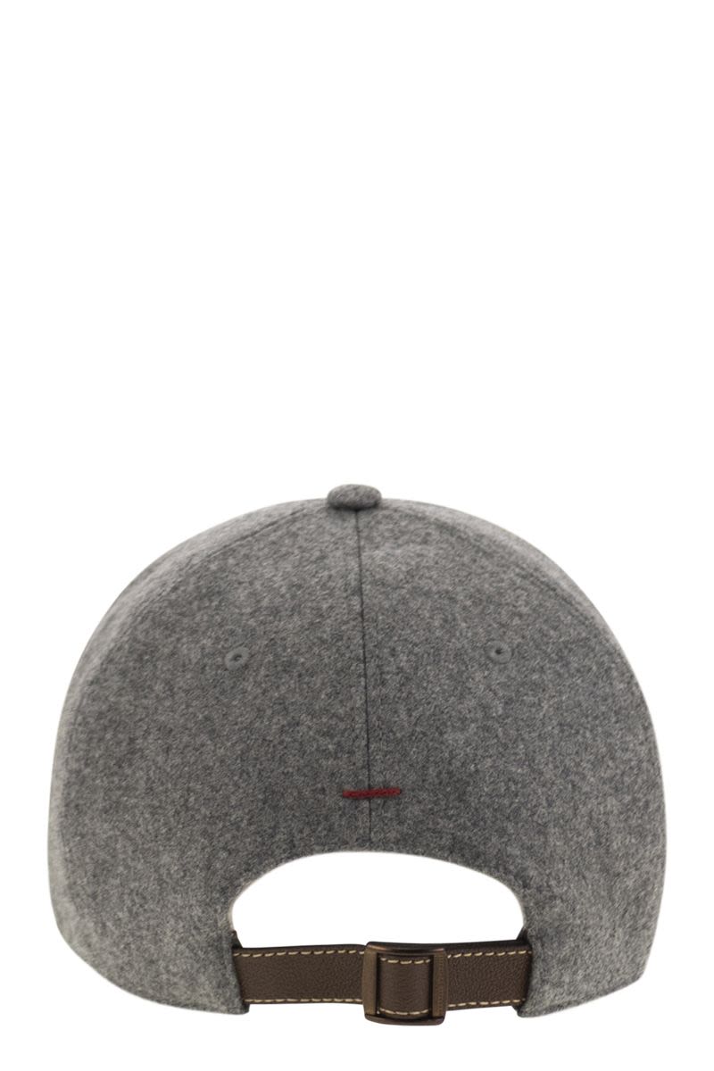 BRUNELLO CUCINELLI Virgin Wool Flannel Baseball Cap with Embroidered Logo