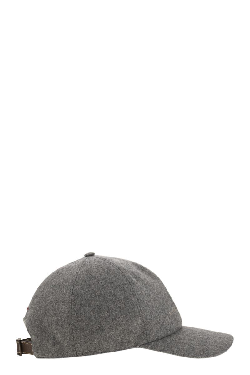 BRUNELLO CUCINELLI Virgin Wool Flannel Baseball Cap with Embroidered Logo