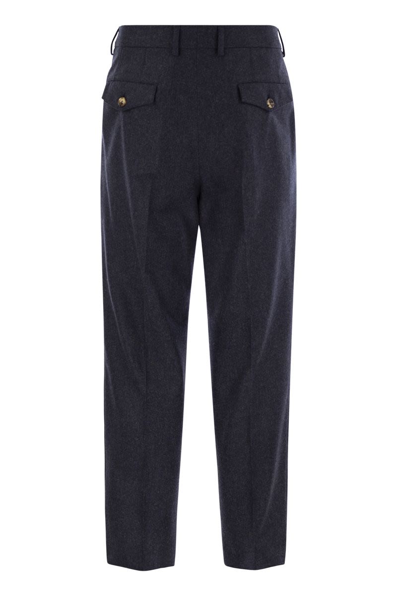 BRUNELLO CUCINELLI Leisure Fit Trousers in Virgin Wool Flannel with Double Darts - FW24