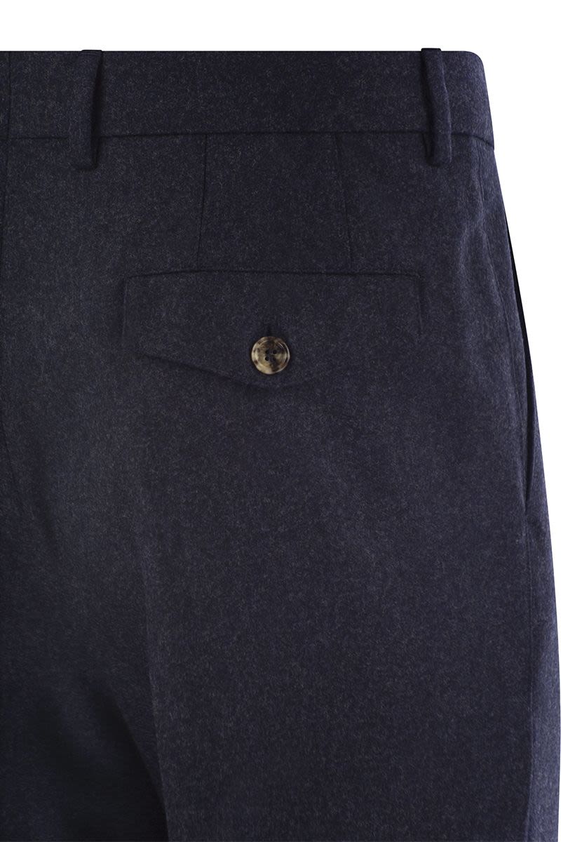 BRUNELLO CUCINELLI Leisure Fit Trousers in Virgin Wool Flannel with Double Darts - FW24