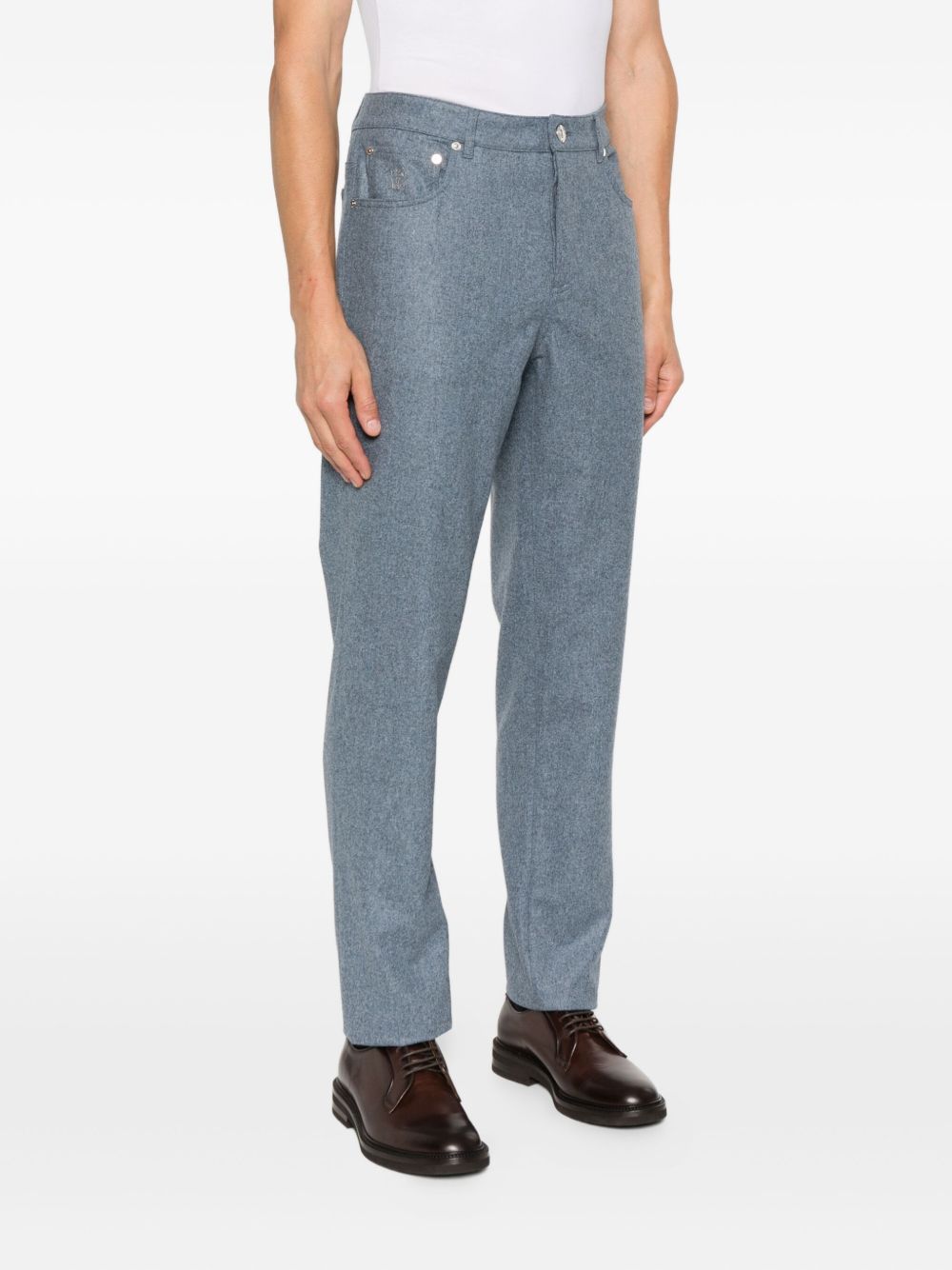 BRUNELLO CUCINELLI Classic Straight Leg Wool Trousers for Men