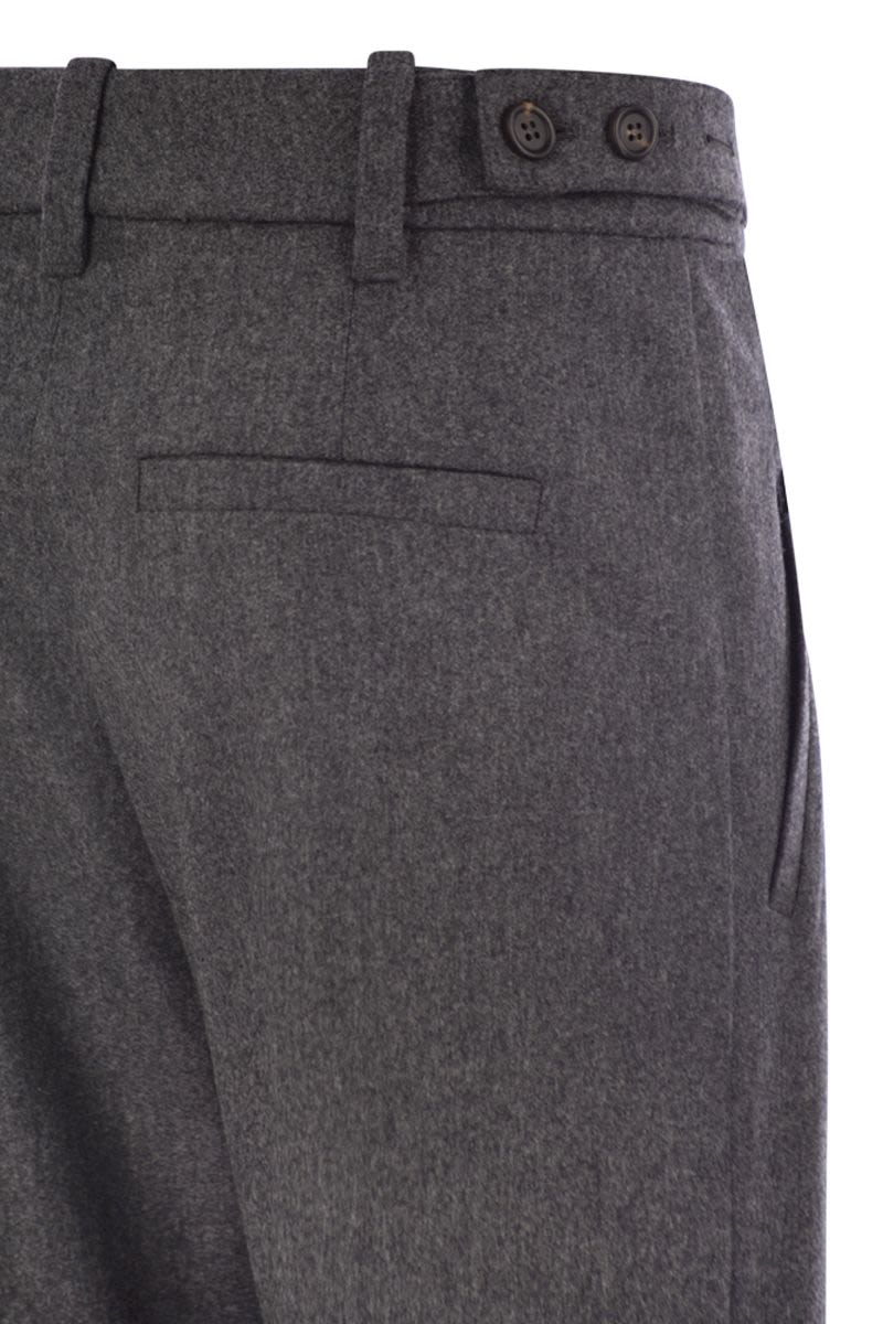 BRUNELLO CUCINELLI Straight Loose Trousers in Virgin Wool Flannel