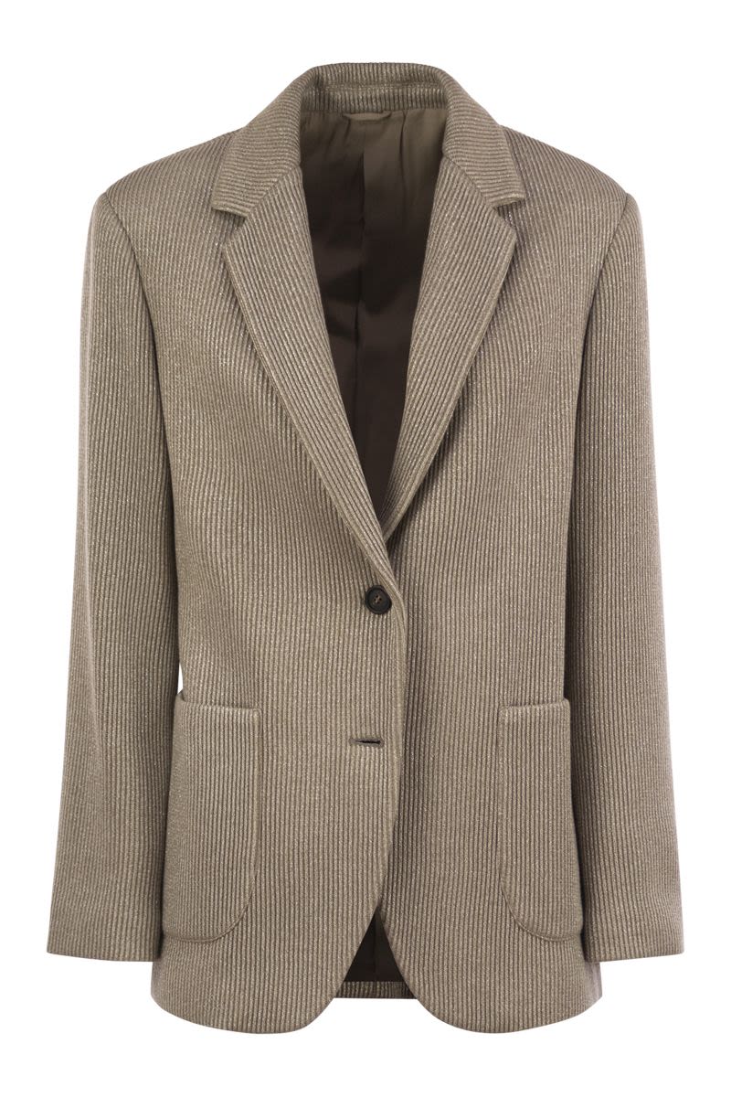 BRUNELLO CUCINELLI Sparkling English Rib Knit Jacket with Monili