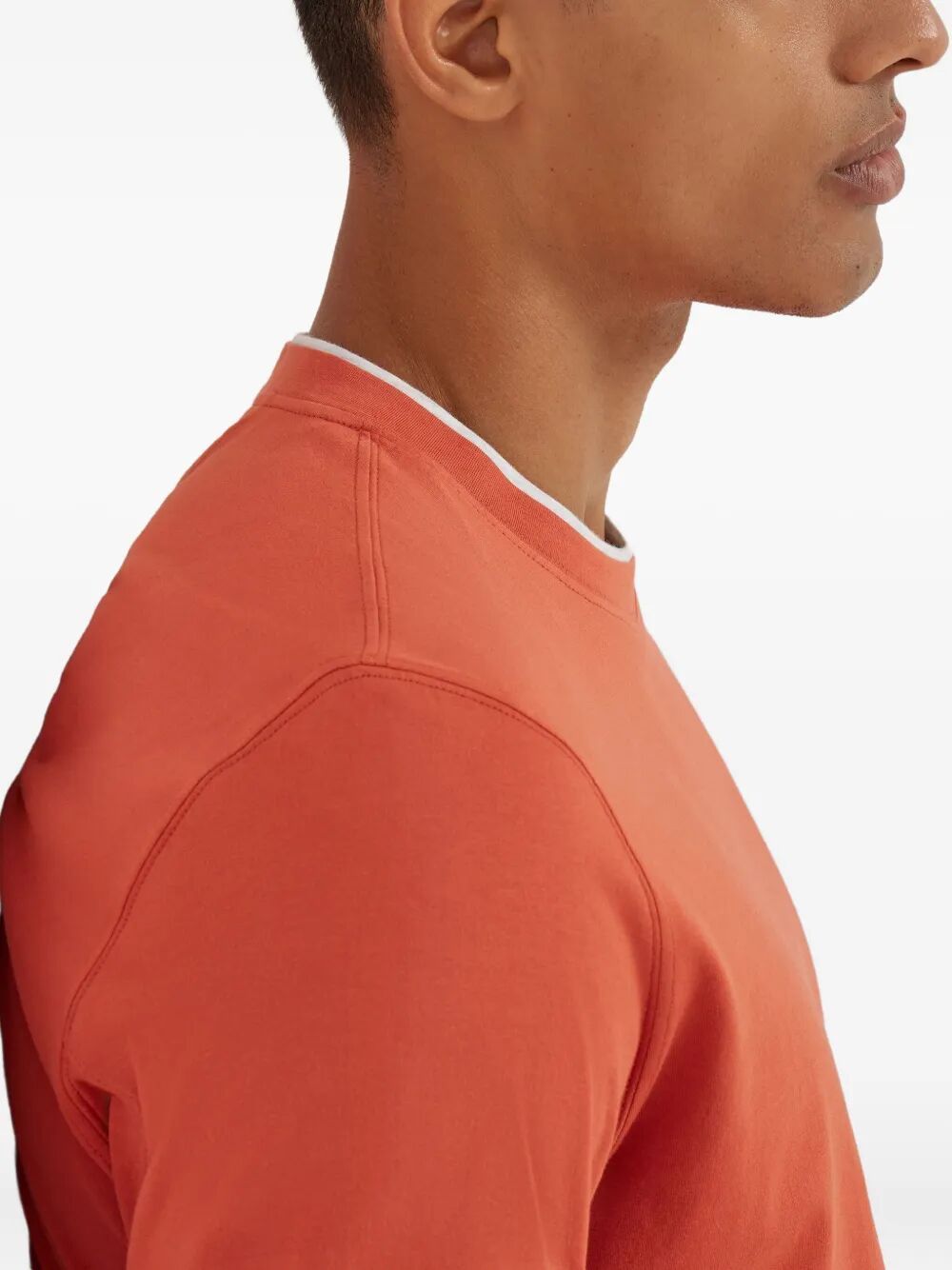 BRUNELLO CUCINELLI Crew Neck Faux-Layering Cotton T-Shirt - Regular Fit