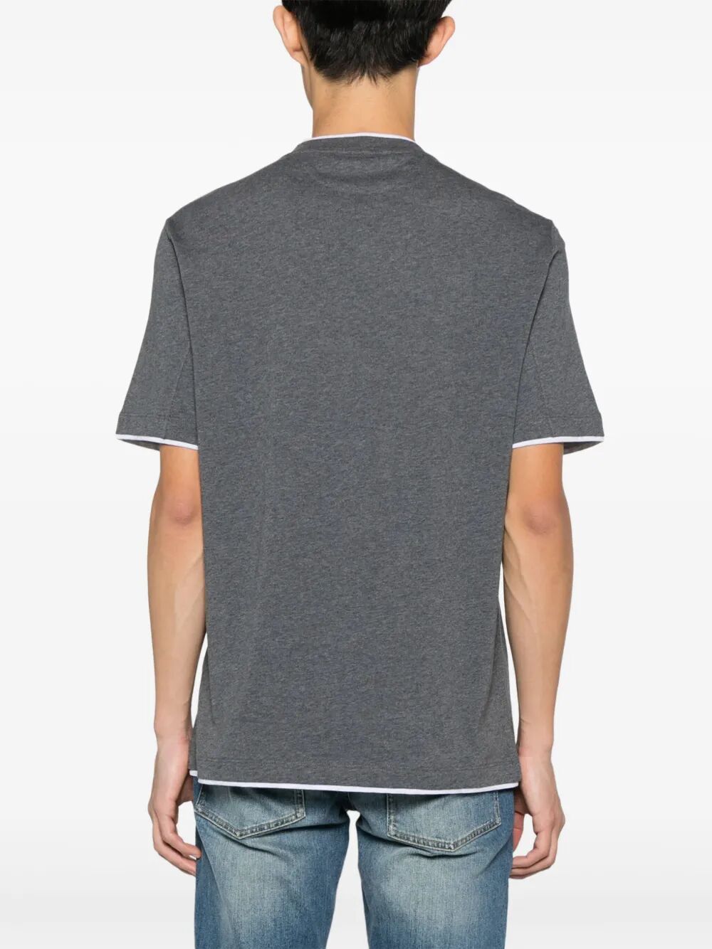 BRUNELLO CUCINELLI Cotton Crew Neck T-Shirt with Faux-Layering for Men