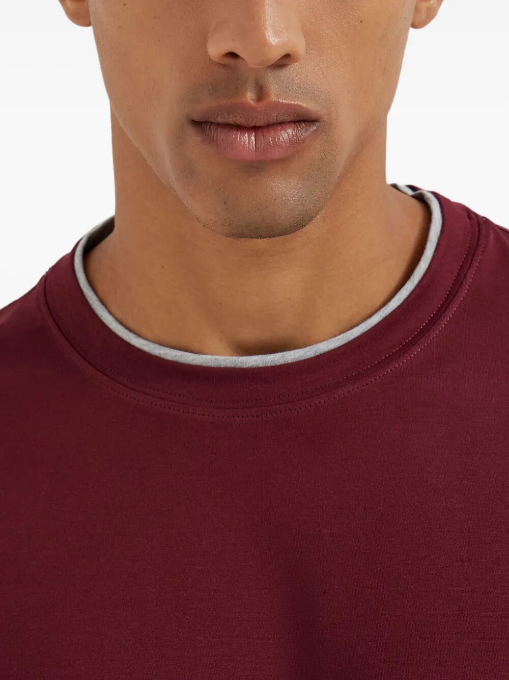 BRUNELLO CUCINELLI Crew Neck Faux-Layering Cotton T-Shirt - Regular Fit