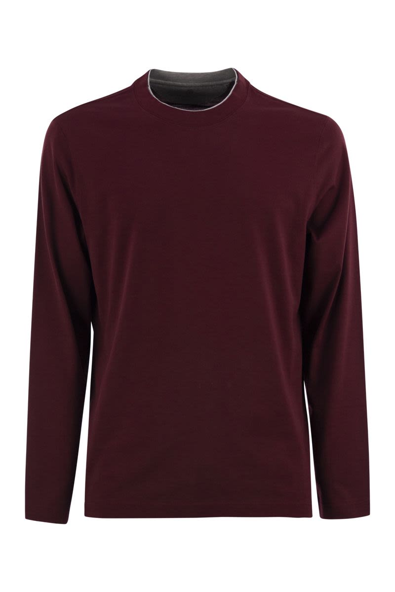 BRUNELLO CUCINELLI Crew-Neck Long Sleeve Cotton T-Shirt for Men
