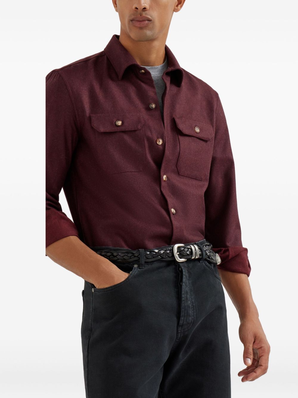 BRUNELLO CUCINELLI Embroidered Logo Cotton Crew Neck T-Shirt