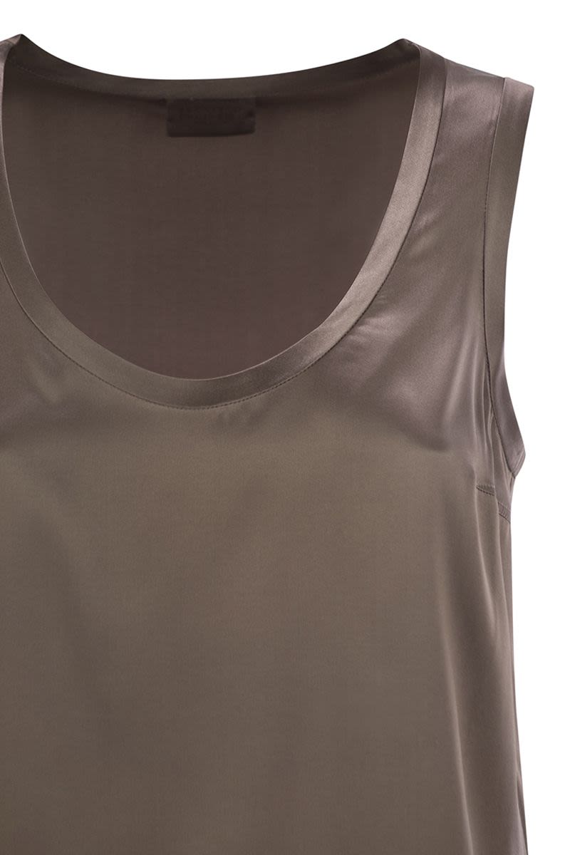 BRUNELLO CUCINELLI Reversible Stretch Silk Satin Top