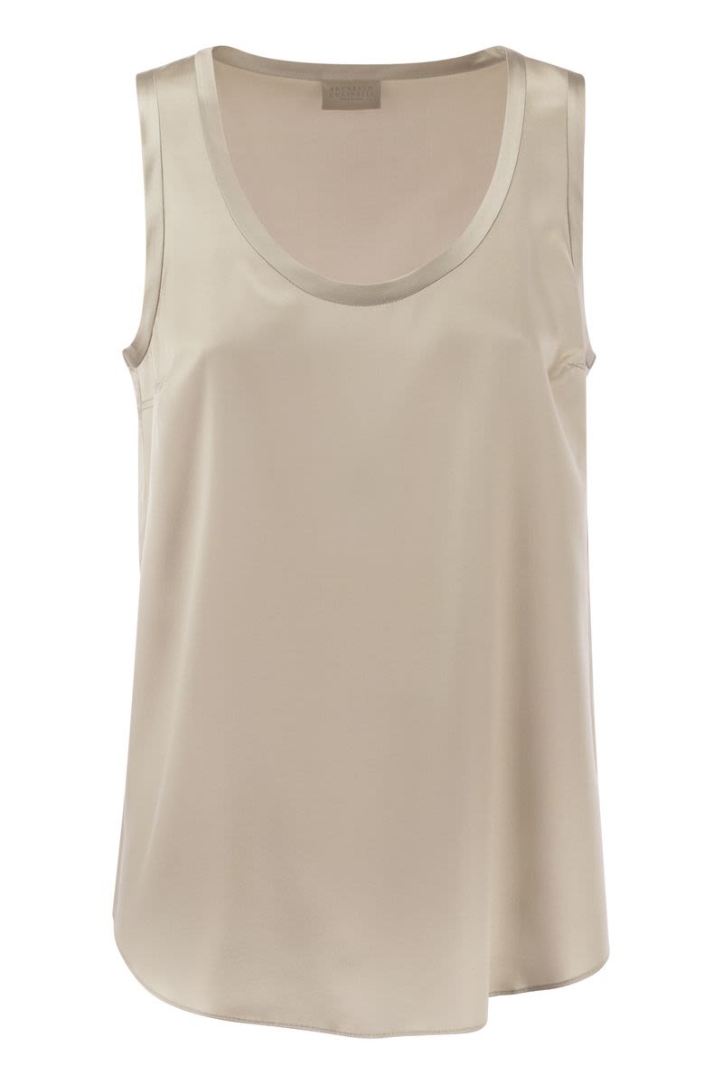 BRUNELLO CUCINELLI Reversible Stretch Silk Satin Top