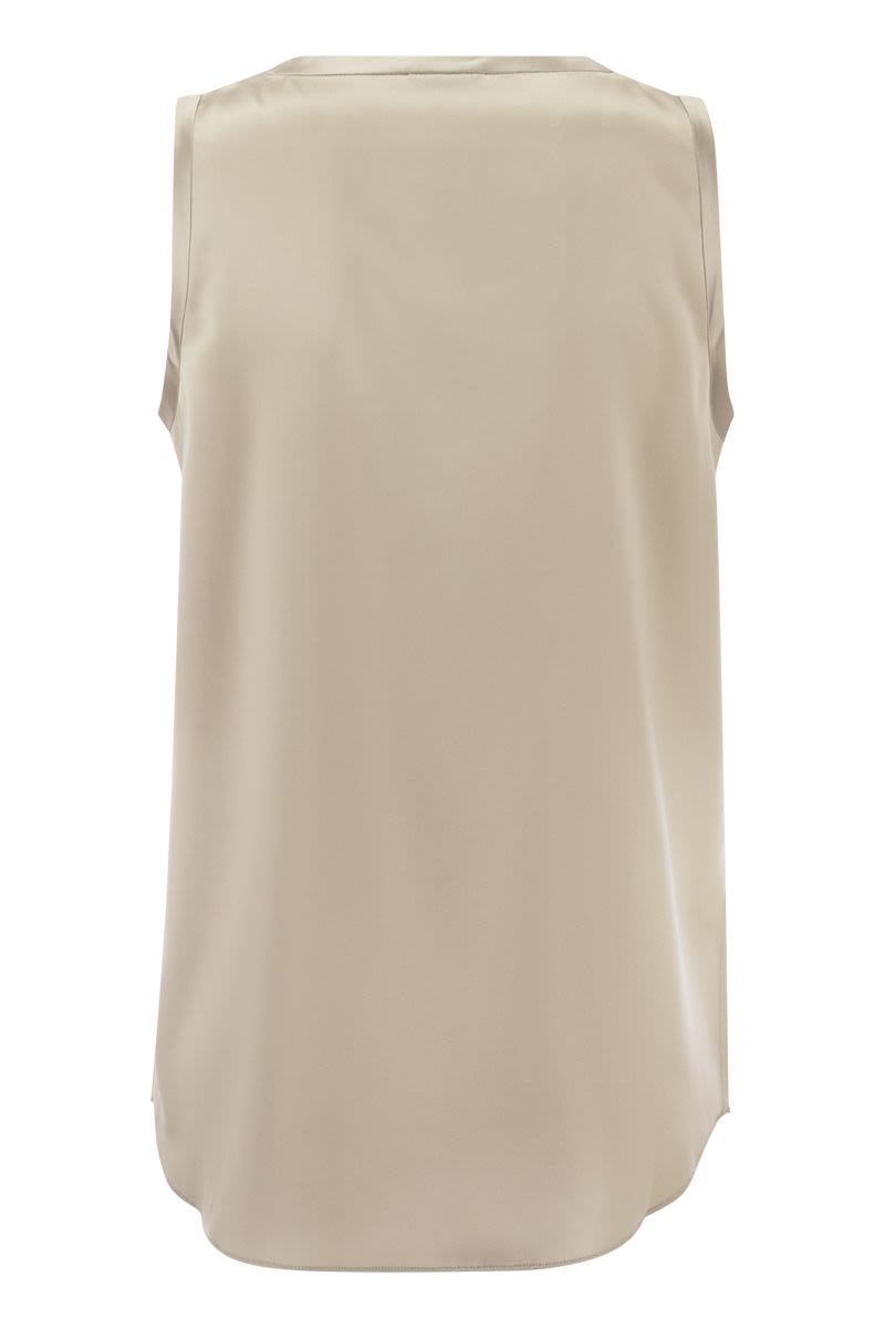 BRUNELLO CUCINELLI Reversible Stretch Silk Satin Top