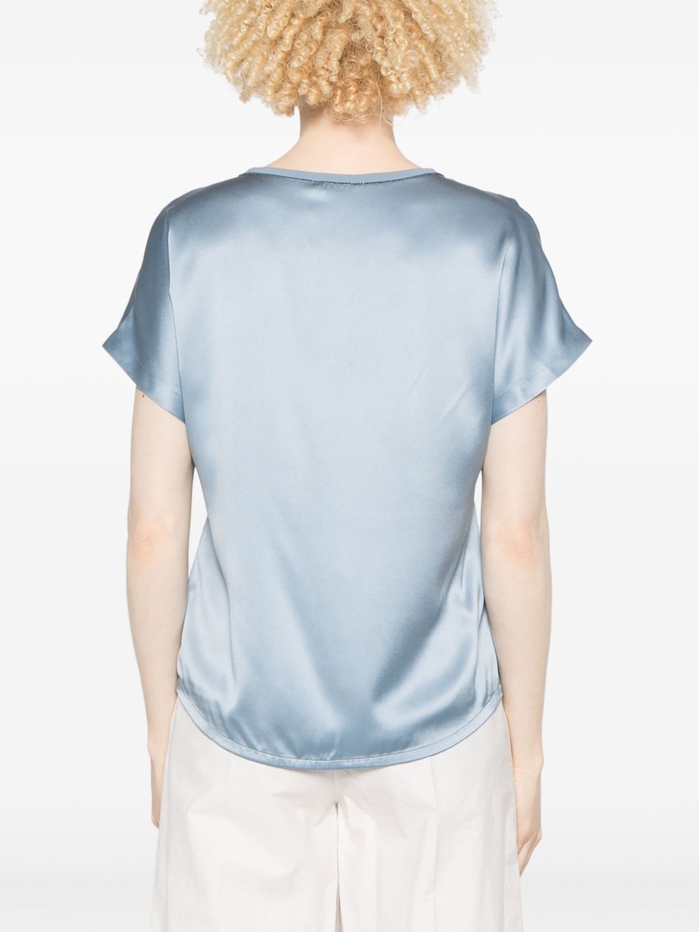 BRUNELLO CUCINELLI Silk V-Necked Top with Monili Chain Detail