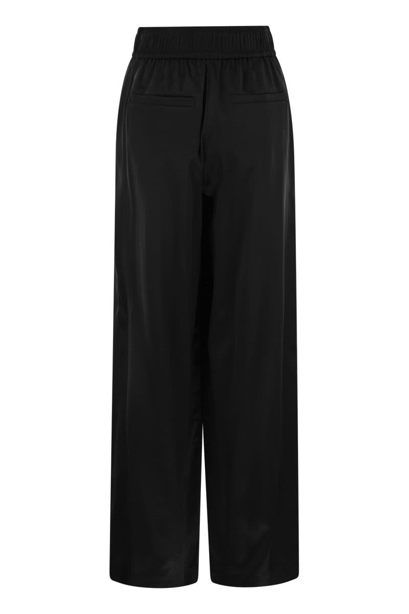 BRUNELLO CUCINELLI Elegant Track Trousers in Stretch Silk Satin