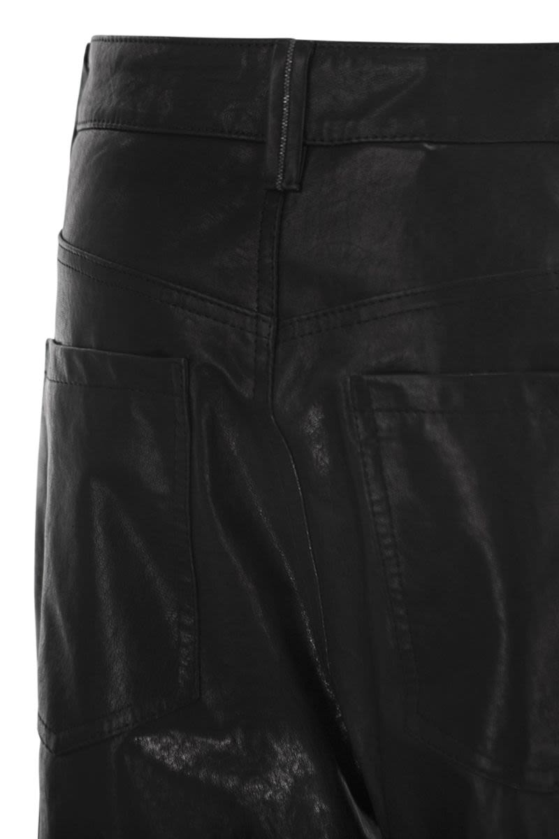 BRUNELLO CUCINELLI Wide Five-Pocket Trousers in Smooth Nappa Leather