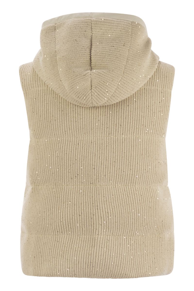 BRUNELLO CUCINELLI Dazzling Cotton Knit Sleeveless Down Jacket