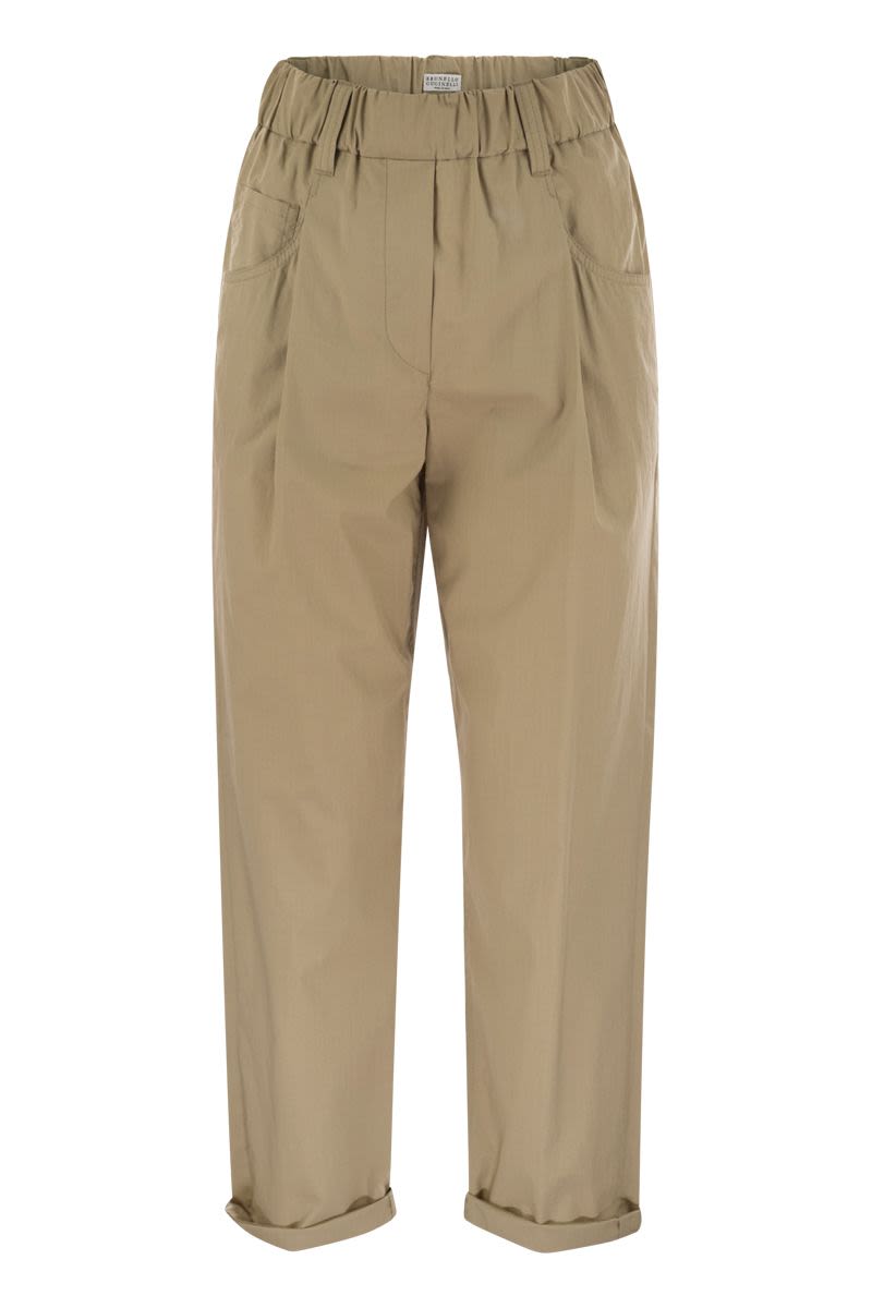 BRUNELLO CUCINELLI Lightweight Poplin Track Five-Pocket Trousers for Women
