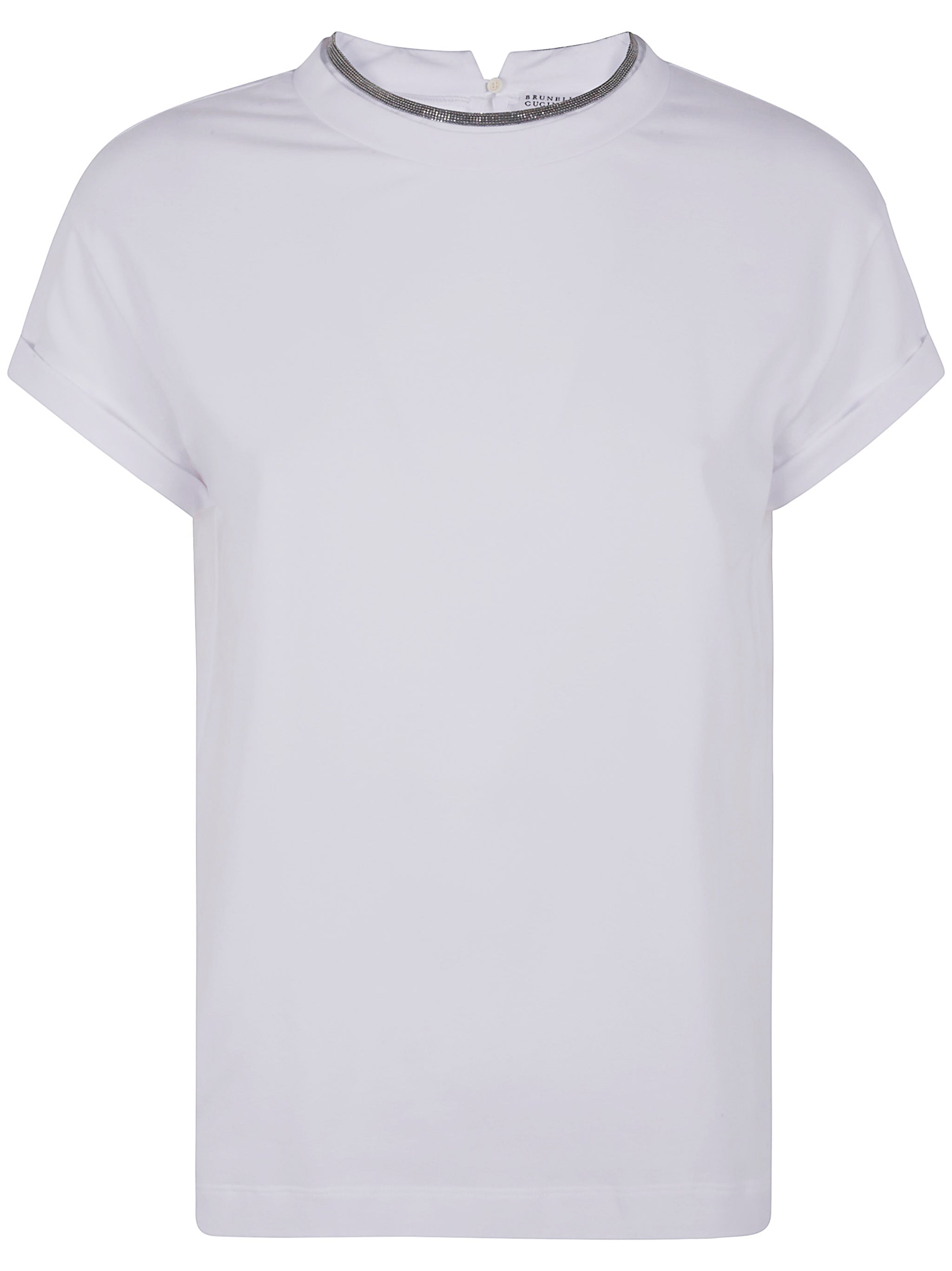 BRUNELLO CUCINELLI Monili Collar Round Neck Tee Shirt - Women's SS25