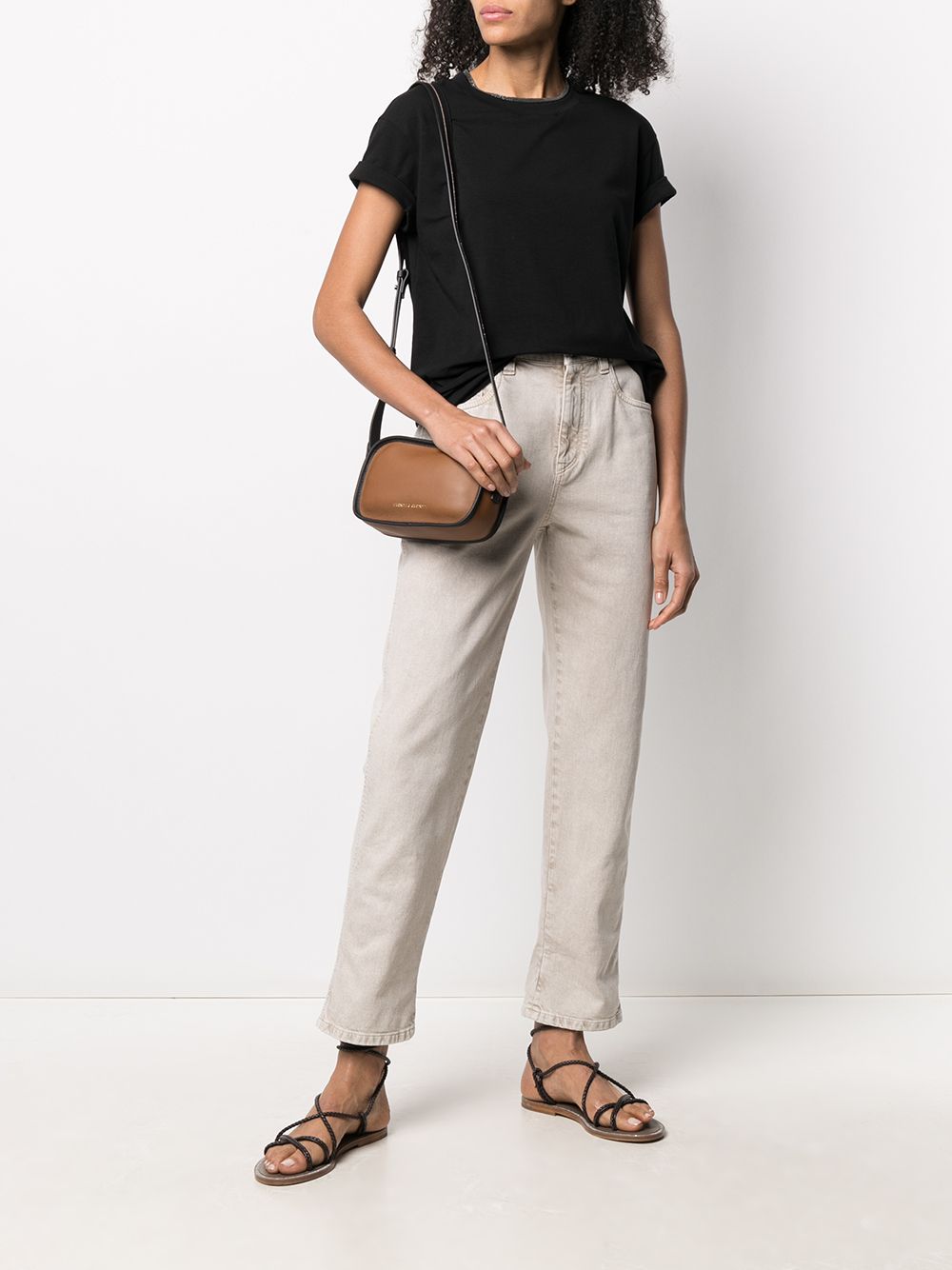 BRUNELLO CUCINELLI Cotton Round Neck Mini T-Shirt with Keyhole Detail