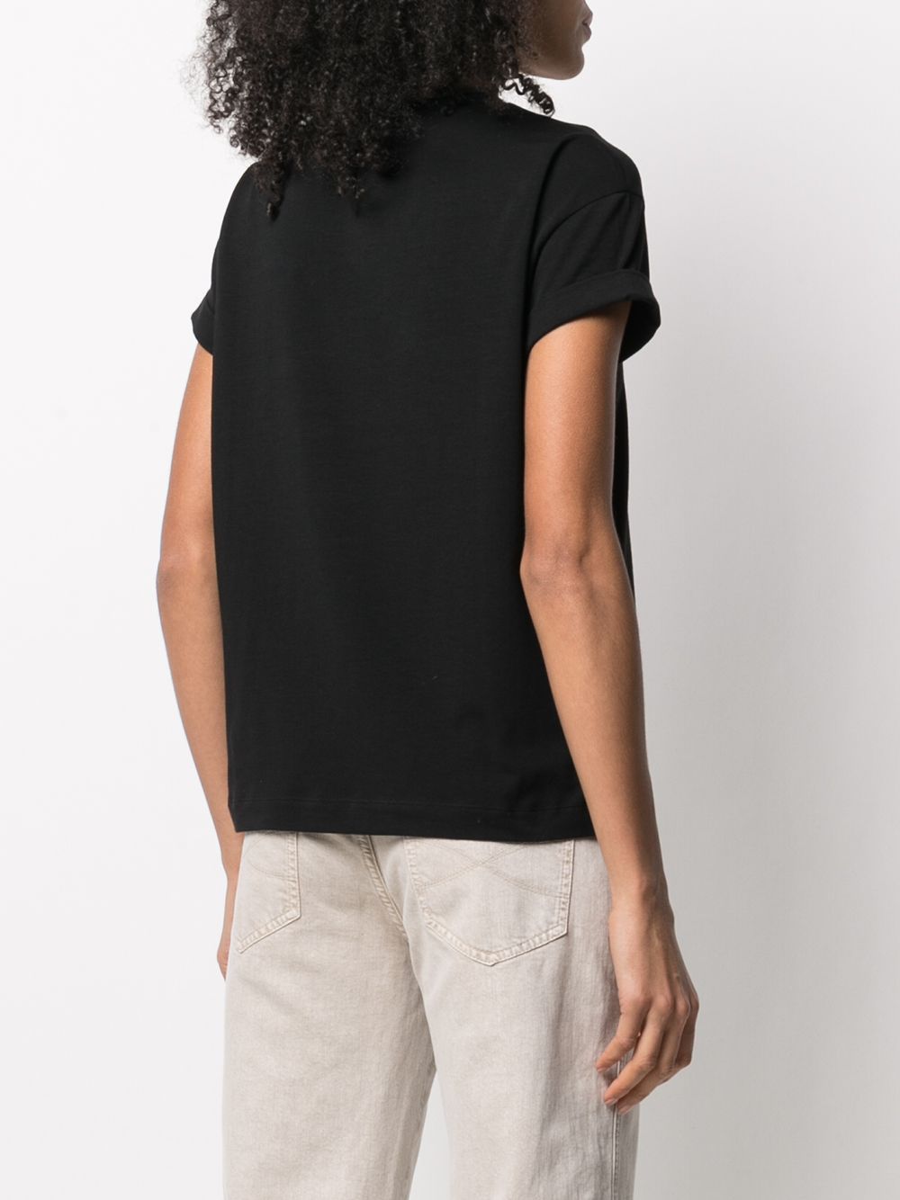 BRUNELLO CUCINELLI Cotton Round Neck Mini T-Shirt with Keyhole Detail