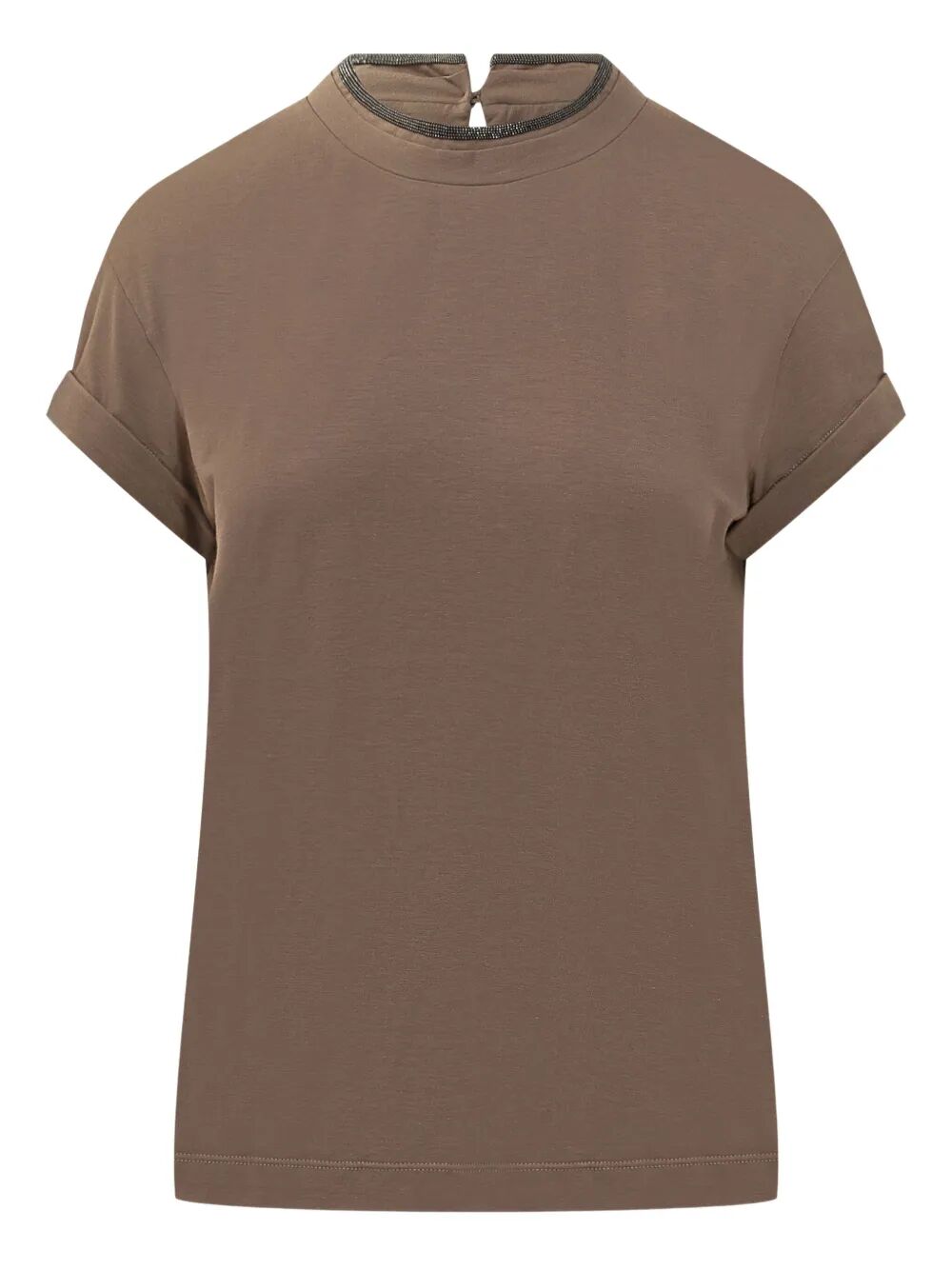 BRUNELLO CUCINELLI Stretch Cotton T-Shirt with Elegant Faux Layering - Women's
