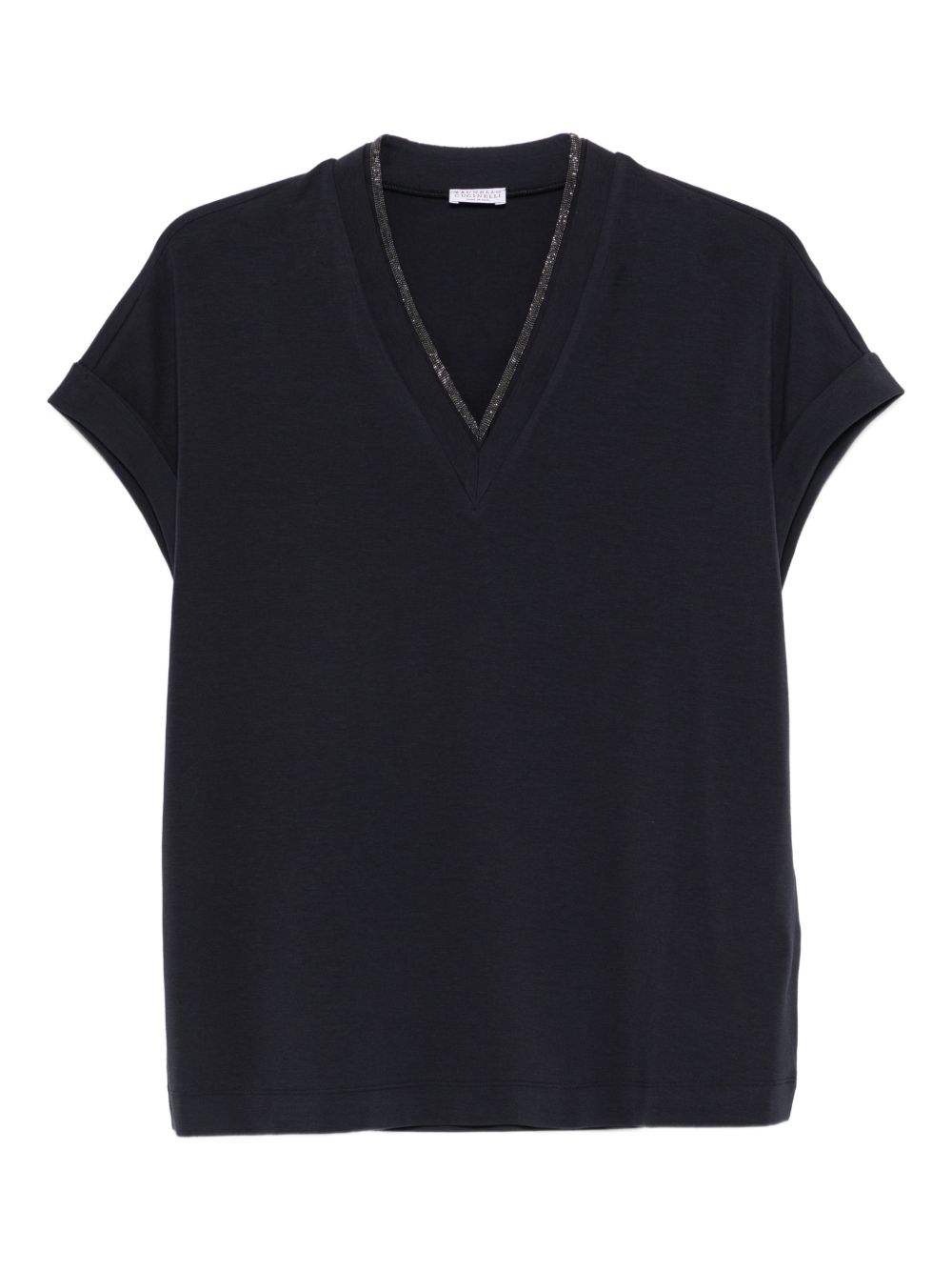 BRUNELLO CUCINELLI V-Neck Turn-Up Cuff T-Shirt for Women