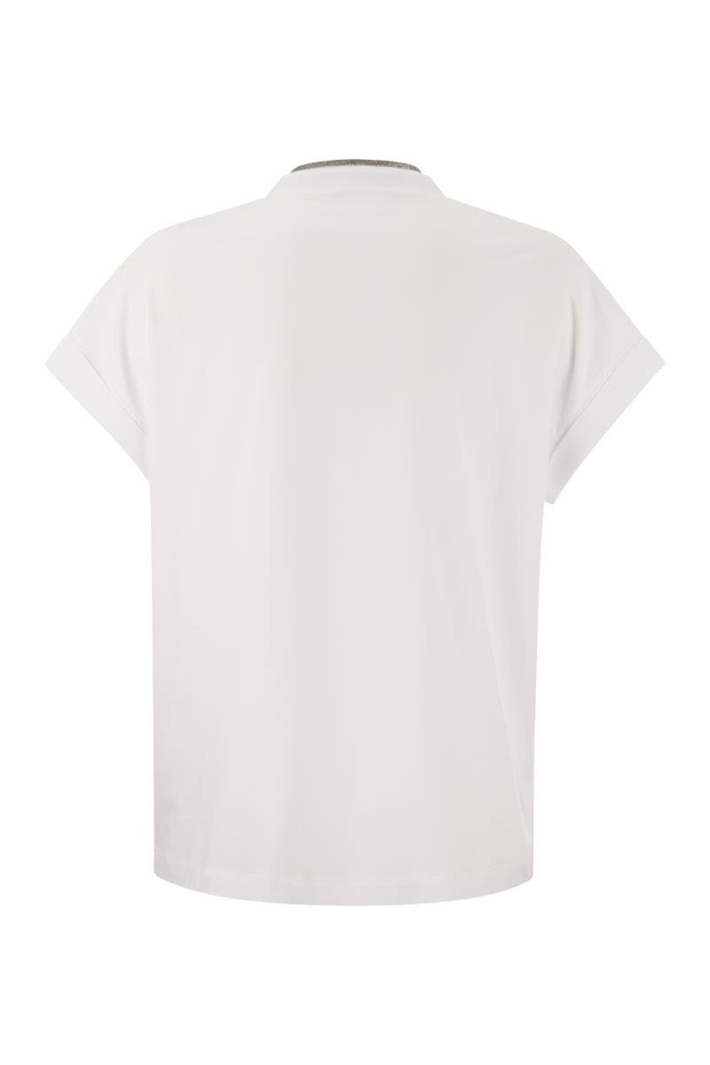 BRUNELLO CUCINELLI Silvery Trim V-Neck Tee