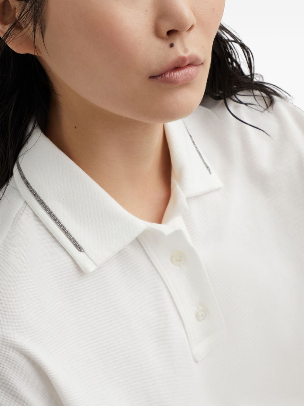 BRUNELLO CUCINELLI Piquet Polo Shirt with Monili Detail for Women