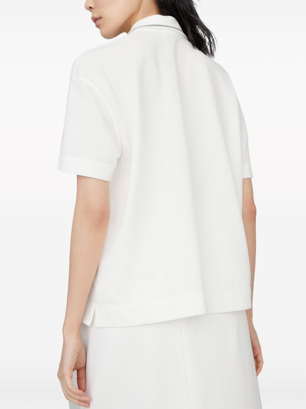 BRUNELLO CUCINELLI Piquet Polo Shirt with Monili Detail for Women