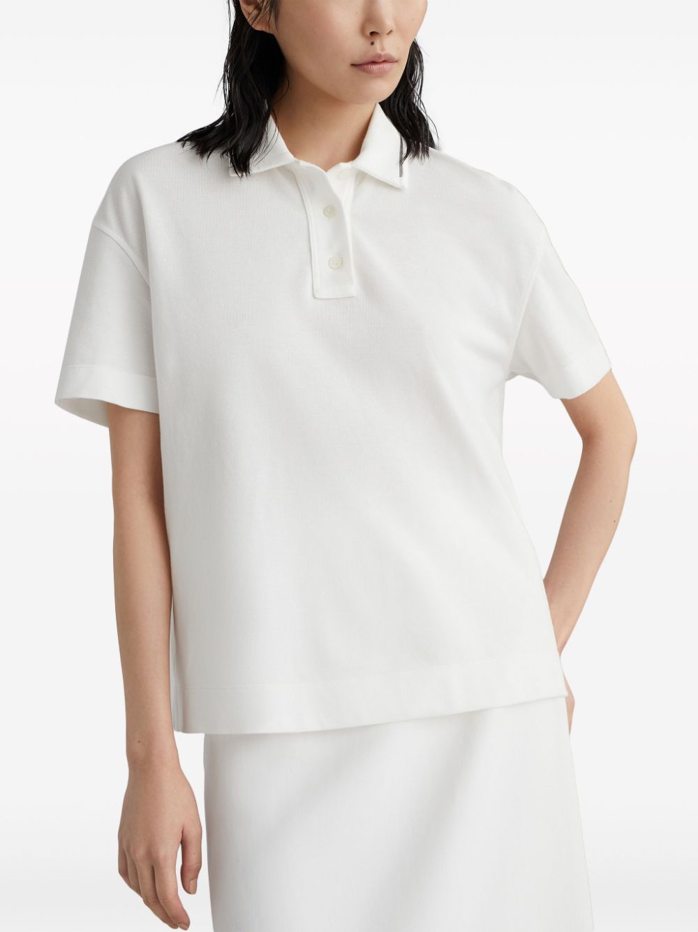 BRUNELLO CUCINELLI Piquet Polo Shirt with Monili Detail for Women