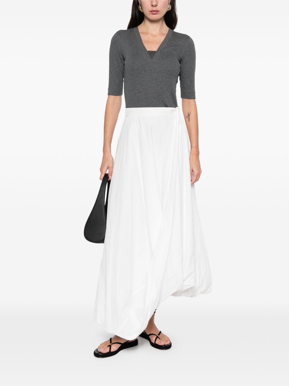 BRUNELLO CUCINELLI V-Necked Beaded Detail Short Sleeve Sweater