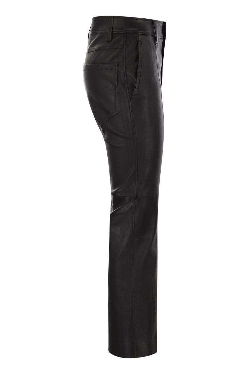 BRUNELLO CUCINELLI Stretch Nappa Leather Square Cigarette Trousers with Embellishment