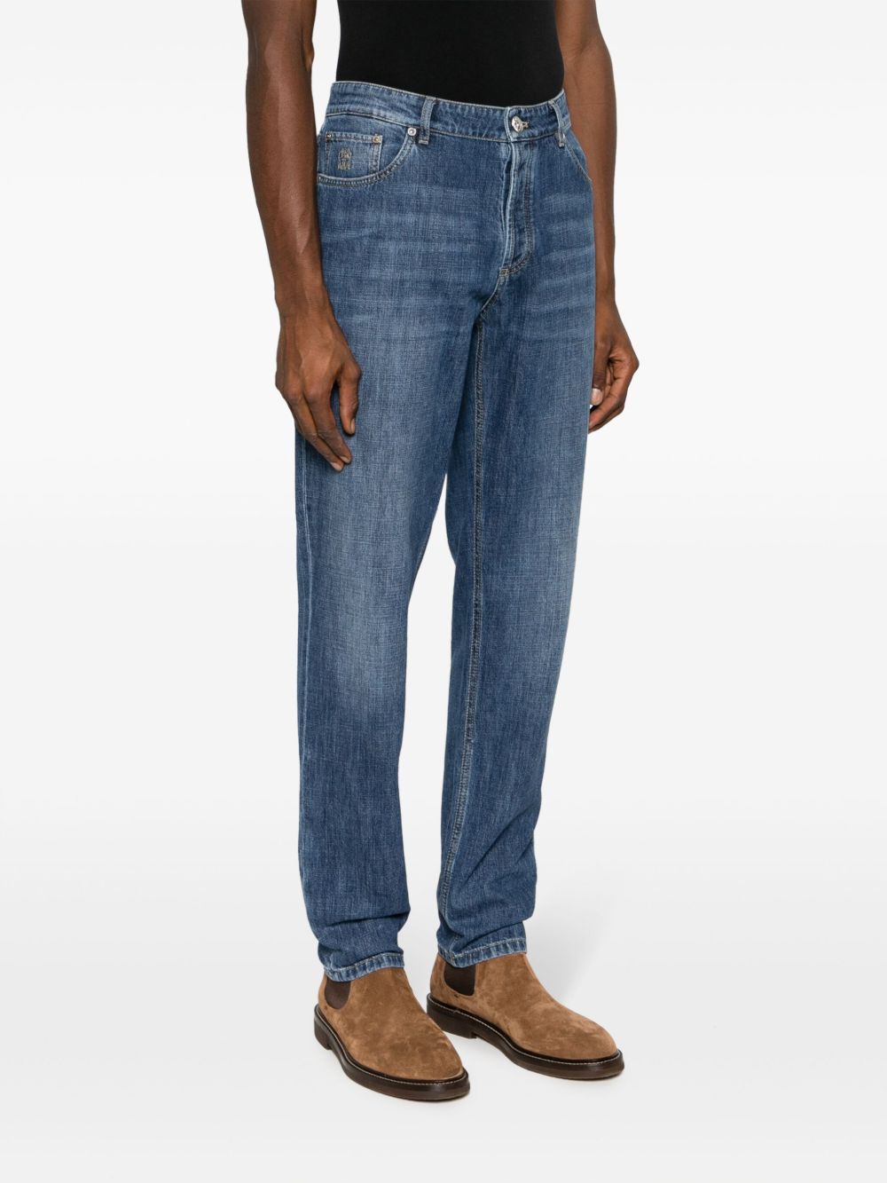 BRUNELLO CUCINELLI Slim Cut Mid-Rise Jeans with Turn-Up Hem